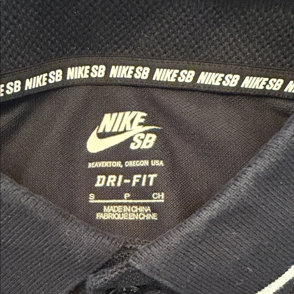 Nike SN Black Long-Sleeve Polo with White Collar Trim